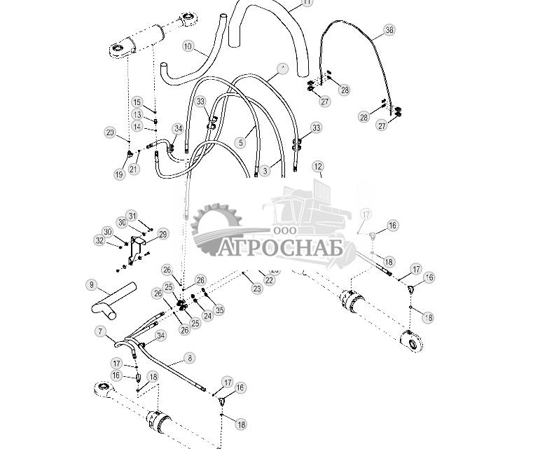 Гидравлические шланги цилиндра наклона отвала (механизм механического наклона под углом) ( - 181762) - ST10761 507.jpg
